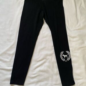 Victoria's Secret Black Womens Leggings with White Logo